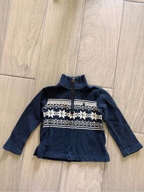 Polo by Ralph Lauren Navy & White Fair Isle Half-Zip Sweater - Kids